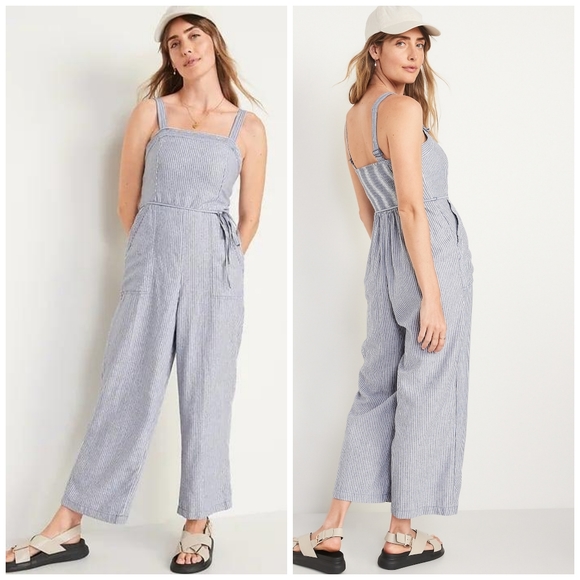 Old Navy Pants - Old Navy striped linen jumpsuit XL